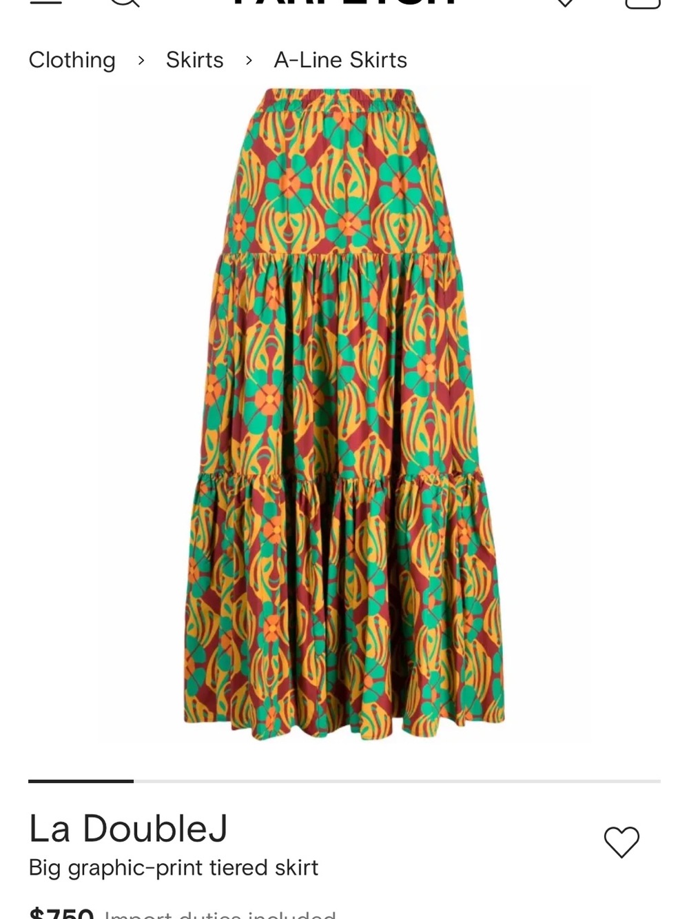 LA DoubleJ Green, Orange & Yellow Graphic-Tiered Maxi Skirt
